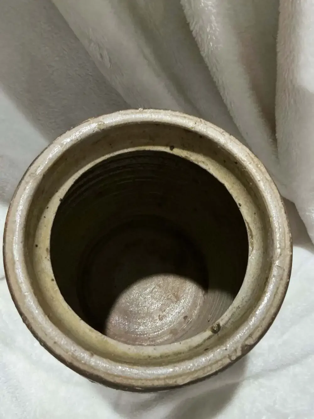 Antique Stoneware Storage Jar Crock Brown Glaze